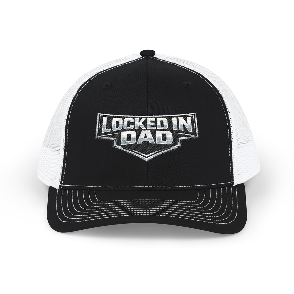Locked In Dad Snapback Trucker Cap - Embroidered Mesh Back Hat for Fathers, Father's Day Gift