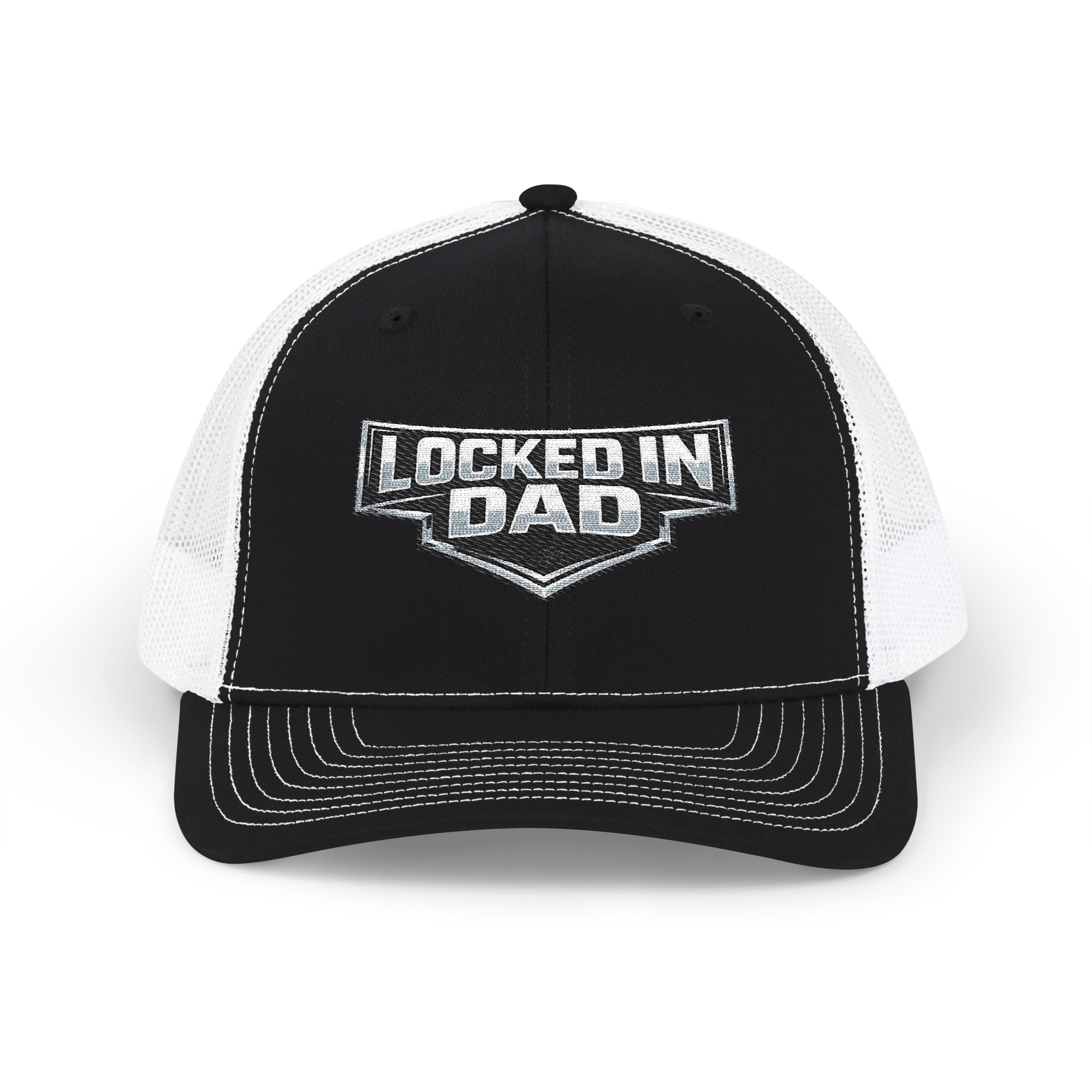 Locked In Dad Snapback Trucker Cap - Embroidered Mesh Back Hat for Fathers, Father's Day Gift